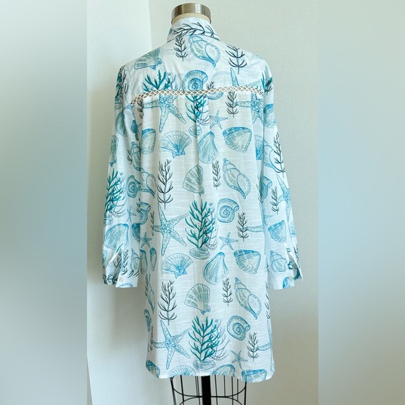 Blue Island summer  Blouse, Tunic, Button down shirt dress , swim coverup Size S - Picture 6 of 13